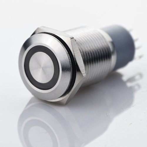 1x 16mm Mounting Thread Flush Mount Orange LED Light Ring Self-return Switch Stainless Steel Reset Button For Car SUV Vans Truck Boat Refitting Interior Lighting Klaxon Horn