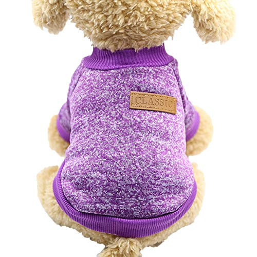 Blackzone Winter Warm Woolen Yarn Dog Sweater Pullover Cat Jacket Coat Pet Clothes Supply Fun Purple L