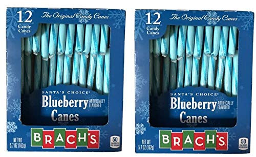 Golden Gift Box - Brachs Blueberry Candy Canes - Fruity Blue Blueberry Candy Canes -2 packs - 24 total- Golden Gift Box - Brachs Blueberry Candy Canes - Fruity Blue Blueberry Candy Canes -2 packs - 24 total-