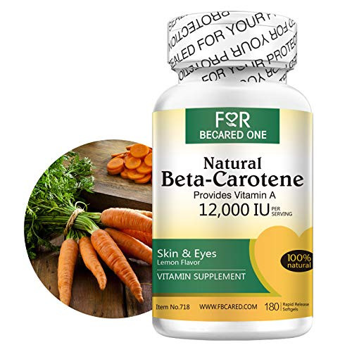 For Becared One Beta Carotene Vitamin A 12000IU Supplement- Supports Eye and Skin Health- 180 Softgels