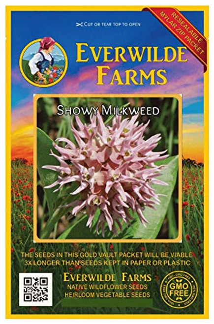 Everwilde Farms - 200 Showy Milkweed Native Wildflower Seeds - Gold Vault Jumbo Seed Packet