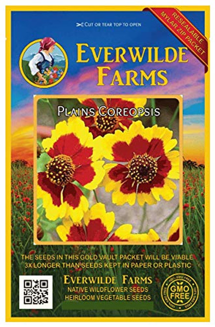 Everwilde Farms - 2000 Plains Coreopsis Native Wildflower Seeds - Gold Vault Jumbo Seed Packet Everwilde Farms - 2000 Plains Coreopsis Native Wildflower Seeds - Gold Vault Jumbo Seed Packet