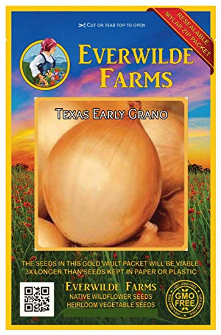 Everwilde Farms - 500 Texas Early Grano Onion Seeds - Gold Vault Jumbo Seed Packet