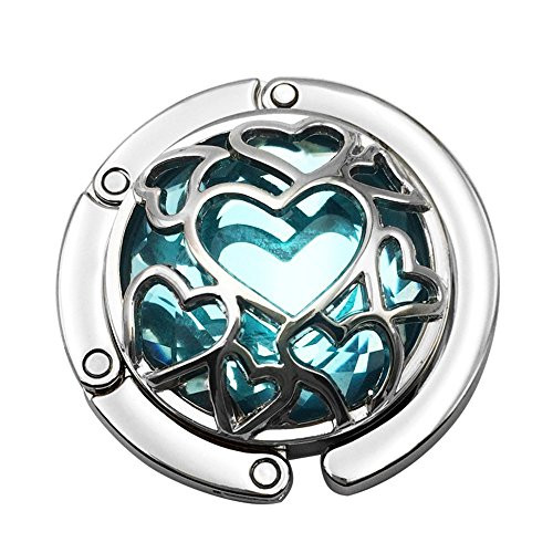 Grtdrm Multiple Hearts Style Premium Foldable Handbag Bag Purse Hanger Table Hook Holder -Azure-