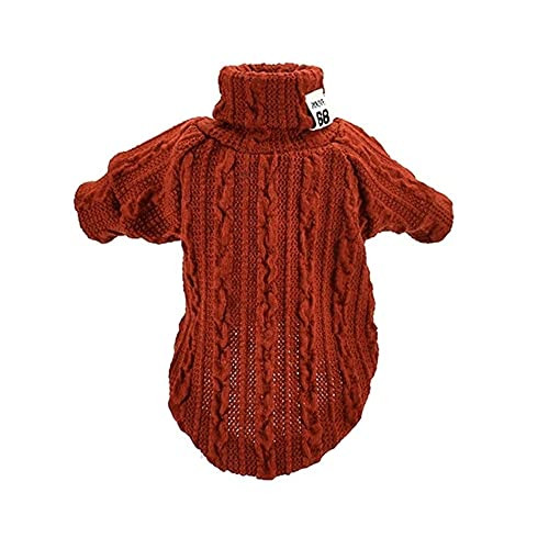 Dog Vest Clothes-Autumn Pet Solid Color Turtleneck Knitted Sweater Two-Legged Cat Dog Clothes - Orange M