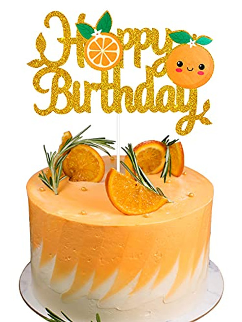Cutie Happy Birthday Cake Topper - Summer Fruit Orange Party Glitter Cutie Cake Supplies - Little Cutie Baby Shower Decorations