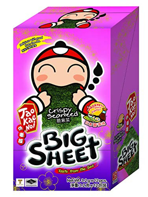 Tao Kae Noi Seaweed Snack Big Sheet 3.2g Crispy Seaweed Japanese sauce- 1 Box of 12 Pcs Tao Kae Noi Seaweed Snack Big Sheet 3.2g Crispy Seaweed Japanese sauce- 1 Box of 12 Pcs