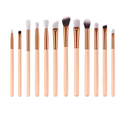 12 Pac Makeup Brushes Set Makeup Brushes Beige Blending Loose Powder Pro Eye Brushes for Contour Eye Shadow Eyebrow Detail Angled Eyeliner Concealer Eyelash Blush Brush Powder Blender High End Cosmetic Brushes GJCDP