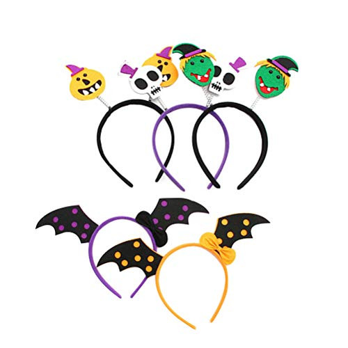 Amosfun 5pcs Kids Halloween Headband Party Headband Halloween Headpiece Hair Hoop Halloween Hair Accessories -Pumpkin Witch Skull Orange Bat Wing Purple Bat Wing- Amosfun 5pcs Kids Halloween Headband Party Headband Halloween Headpiece Hair Hoop Halloween Hair Accessories -Pumpkin Witch Skull Orange Bat Wing Purple Bat Wing-
