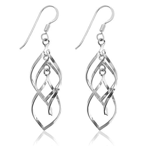 MIMI Sterling Silver Infinity Knot Twisted Wire Hoop Drop Dangle Earrings