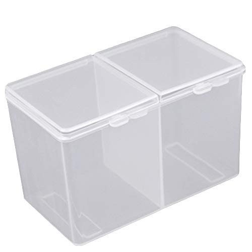FRIDG frigidssm Simple Translucent 2 Grid Cotton Pad Swab Storage Box Case Nail Art Tool Organizer Home Storage Translucent