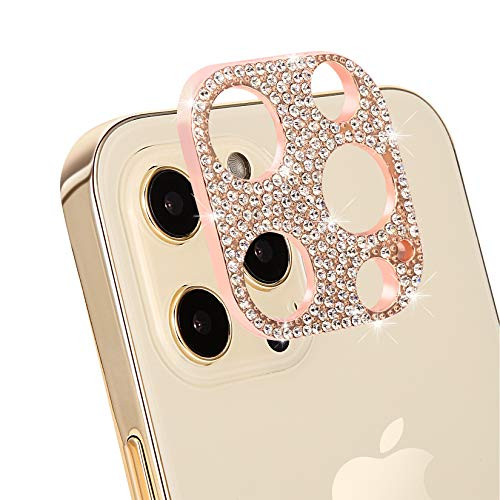 Bling Diamond Camera Lens Protector Compatible with iPhone 12 Pro -6.1-- VTcod Glitter Crystal Decoration Rear Camera Protector Designed for iPhone 12 Pro-Not Fit for iPhone 12 Pro Max-- Rose Gold