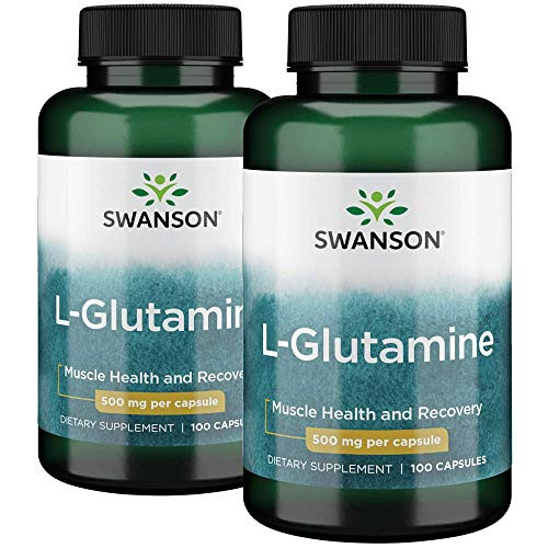 Swanson Amino Acid L-Glutamine 500 Milligrams 200 Capsules 2 Bottles