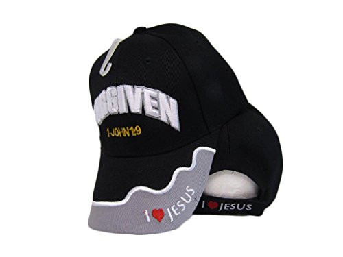 Forgiven 1 John 1-9 I Love Jesus Black Grey Christian Embroidered Cap Hat -TOPW-