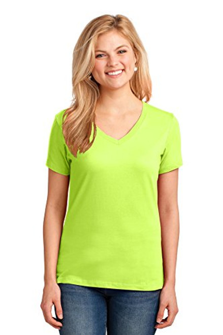 Port  and  Company Women's 54 oz 100 percent Cotton V Neck T Shirt 3XL Neon Yellow