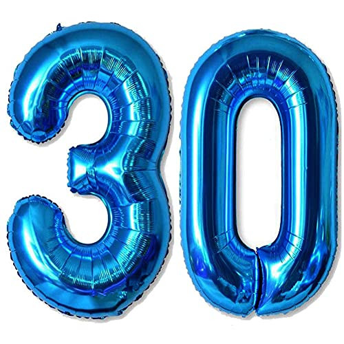 EMAAN 42 Inch Blue Jumbo 30 Number Balloons Foil Mylar Helium Balloons for 30th Birthday Party Decorations and Anniversary Events Decoration EMAAN 42 Inch Blue Jumbo 30 Number Balloons Foil Mylar Helium Balloons for 30th Birthday Party Decorations and Anniversary Events Decoration