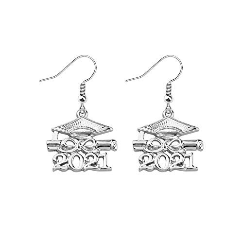 UJIMS 2021 Graduate Cap and Diploma Pendant Necklace Inspirational Earrings Congrats Grads Jewelry College High School Graduation Gift -Congrats Grads Earrings-