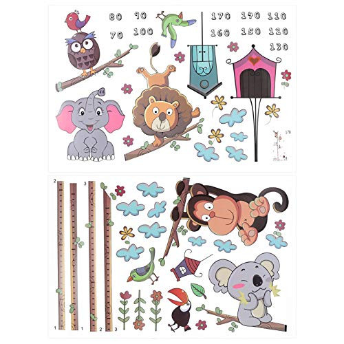 BESPORTBLE Animal Wall Sticker- Height Measure Sticker- Height Growth Chart Stick Removable Wall Stickers for Kids Nursery Bedroom Living Room Decor