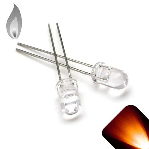 5mm Round Top Orange/Amber Candle/Flicker LED - Super Bright -Pack of 10-