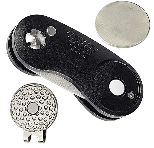 ETRUCTGINA Golf Divot Repair Tool Switchblade with Ball Marker Magnetic- Foldable Pop-up Button Stainless Steel Divot Tool -Orange-