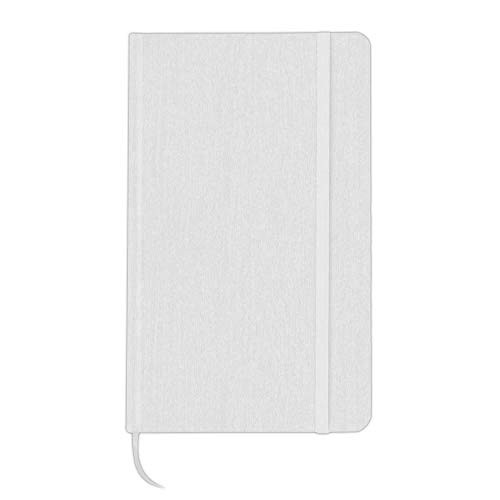 Hardcover Notebook Journal- 80 Lined Pages Journal Notebook- 5inch x 8inch Wood Grain Notebook- Bookmark- Elastic Band Closure - White