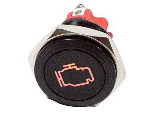Alpinetech PLB16MS 16mm 5/8inch 12V LED Metal Signal Indicator Pilot Dash Light -Check Engine-