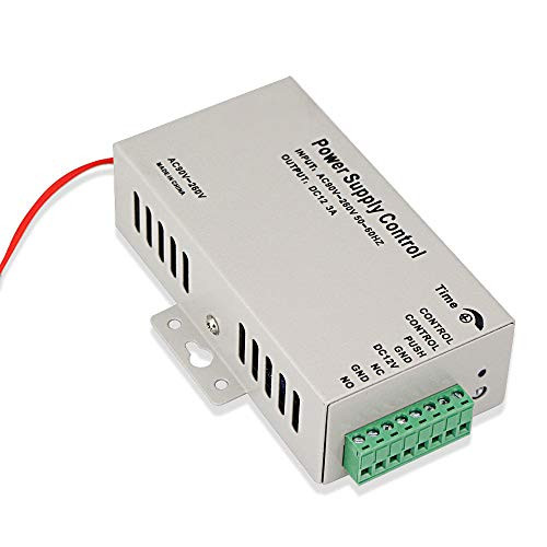 LEXI AC90-260V to DC12V 3A Professional Access Control Power Supply- Household Voltage Transformer for Door Access Control System and Video Intercom Camera- with Adjustable Time Delay