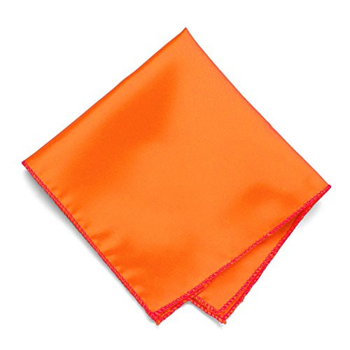 TieMart Neon Orange Solid Color Pocket Square