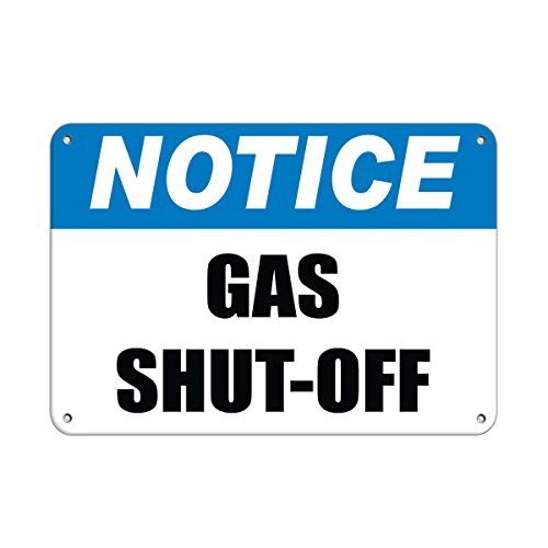 Notice Gas Shut Off Hazard Sign Emergency Vinyl Sticker Decal 8inch