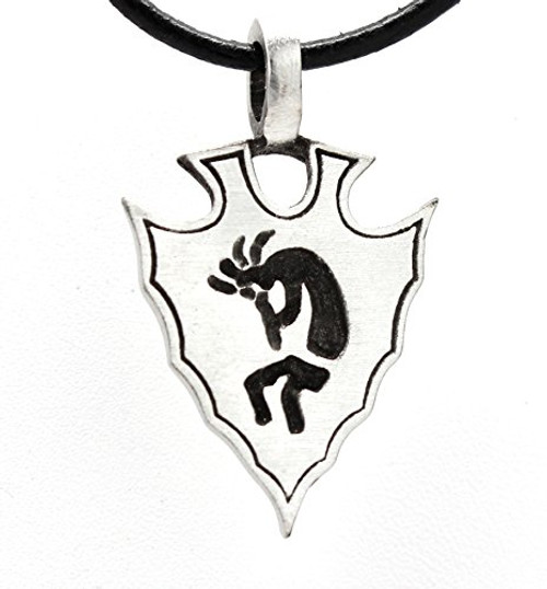 Trilogy Jewelry Pewter Kokopelli Arrowhead Native American Pendant on Leather Necklace