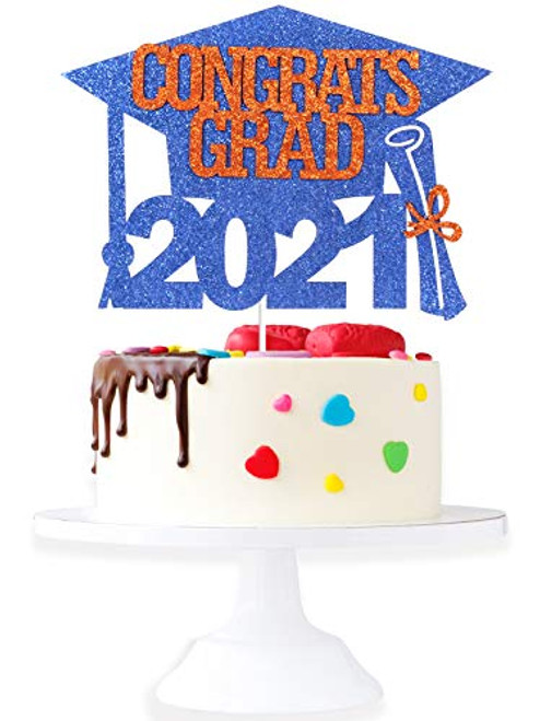 Congrats Grad 2021 Graduation Cake Topper - Senior 2021 Party Blue Glitter Diploma Cake Supplies - Congratulations College Master Graduation Party Decoration Congrats Grad 2021 Graduation Cake Topper - Senior 2021 Party Blue Glitter Diploma Cake Supplies - Congratulations College Master Graduation Party Decoration