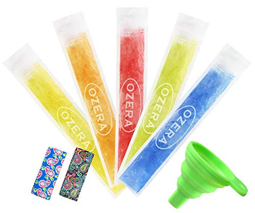 Disposable Popsicle Bags 120Pcs Freezer Tubes- Ice Pop Bags with Funnel and Ice Pop Sleeves for Juice- Ice Candy Pops- Fruit Smoothies- Yogurt Sticks - 2 x 8.7 inch