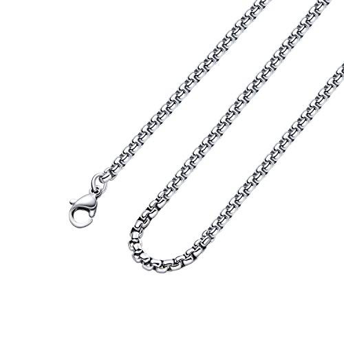 2mm 20Inches Square Rolo Stainless Steel Chain Necklace Round Box Necklace Jewelry for Men Women 2mm 20Inches Square Rolo Stainless Steel Chain Necklace Round Box Necklace Jewelry for Men Women