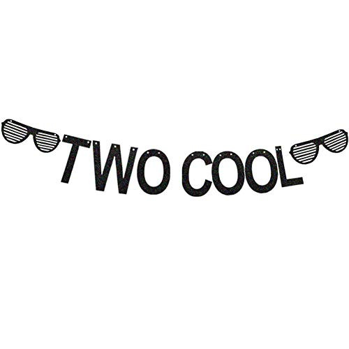 Two Cool Banner- Two Cool 2nd Birthday Party Banner- Little Man Sunglasses Second Birthday Boy Party Supplies Decoration