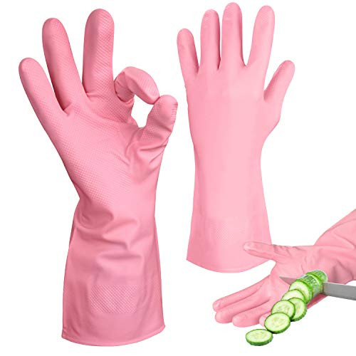 Star 1 Pairs Cut Resistant Latex Gloves | Long Lasting Household Cleaning Gloves Small | Reusable Kitchen Gloves Waterproof-Household Dishwashing Cleaning Gloves Small-Gardening Gloves Unlined
