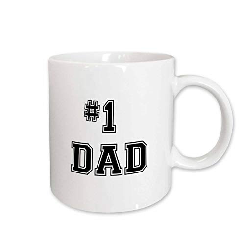 3dRose mug_151600_2 #1 Dad Number One Greatest Dad Black Text Good for Fathers Day Best Dad Award Ceramic Mug, 15-Ounce