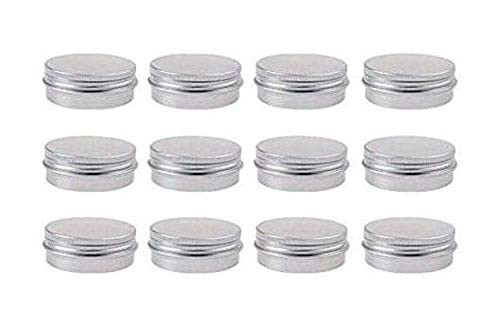 12Pcs Silver Empty Refillable Aluminum Tins Cosmetic Makeup Cream Sample Storage Container Bottle Vial Jars for Lip Balm Eye Shadow Powder Nail Art Loose Tea-30g/1oz-