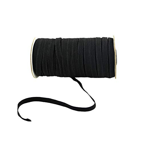 Elastic Bands for Sewing- Elastic Cord String Rope for Masks 1/4 inch- Flat Braided Elastic Bands Cord Strap for Sewing Crafts DIY/Mask/Headband/Cuff Black 80Yards