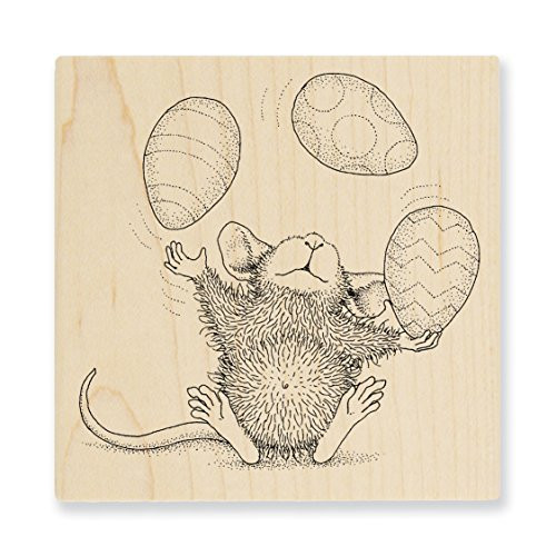 STAMPENDOUS House Mouse Wood Rubber Stamp Easter Egg Juggle