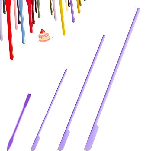 Silicone Makeup Spatula Last Drop Spatula Lotion Spatula Scraper Silicone Bottle Scraper Kitchen Stirring Spatula for Kitchen- Beauty- Jam and Nail Polish- 3 Sizes -4- Purple-