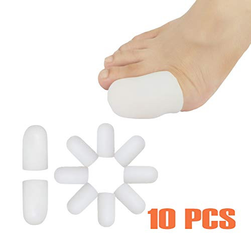 Gel Toe Caps Toe Protectors Toe Sleeves-New Material- for Blisters- Corns- Hammer Toes- Ingrown Toenails- Toenails Loss- Friction Pain Relief and More -10 pcs White- Gel Toe Caps Toe Protectors Toe Sleeves-New Material- for Blisters- Corns- Hammer Toes- Ingrown Toenails- Toenails Loss- Friction Pain Relief and More -10 pcs White-
