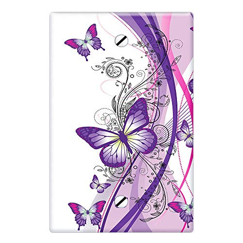 WIRESTER 1-Gang No Device Blank Switch Plate/Wall Plate Cover - 2 Tone Purple Butterfly