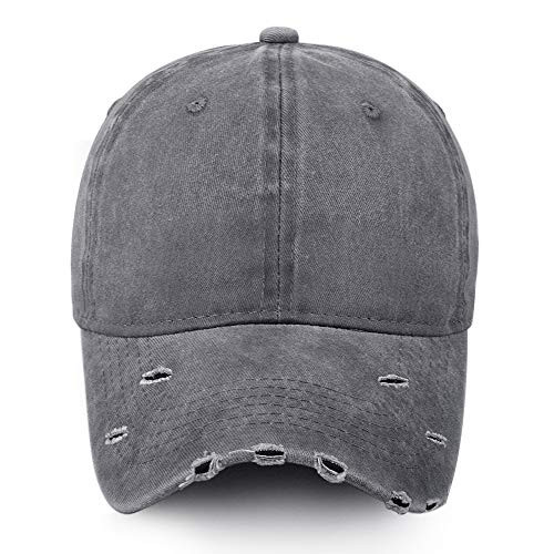 ELLEWIN Vintage Distressed Baseball Cap Washed Cotton Denim Dad Hat Low Profile Polo Cap for Men and Women