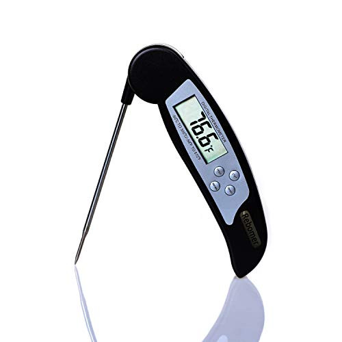 Digital Instant Read Meat Thermometer- Rebomer LCD Backlight Kitchen Cooking Food Candy Thermometer for Oil Deep Fry BBQ Grill Smoker Thermometer. -Black-