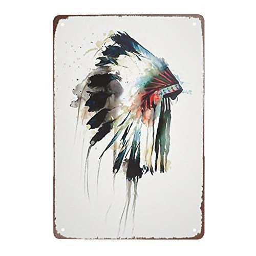 Super durable Metal Sign Beautiful Feather Crown Native American Soul tin Signs Vintage Home Decoration bar Cafe Kitchen Garage Wall Decoration Sign 8x12 inch