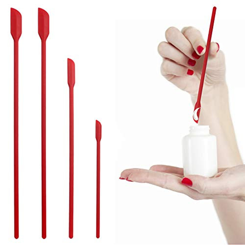 4PCS Mini Spatula Set-3 Size Small Silicone Spatula Set-Last Drop Rubber Spatula for Beaty and Kitchen Use -Red-