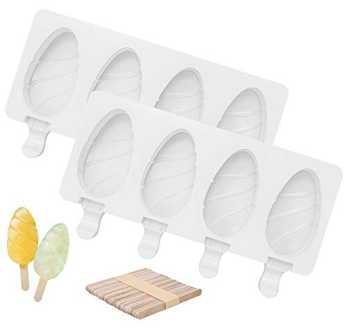 Ozera 2 Pcs Popsicle Molds- Reusable 4 Cavities Ice Pop Molds Silicone Popsicle Molds- Easy Release Ice Cream Mold- Cake Pop Mold with 50 Wooden Sticks Ozera 2 Pcs Popsicle Molds- Reusable 4 Cavities Ice Pop Molds Silicone Popsicle Molds- Easy Release Ice Cream Mold- Cake Pop Mold with 50 Wooden Sticks