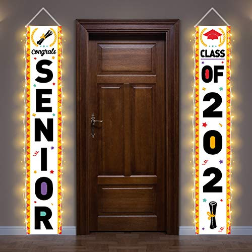 Crenics Senior Graduation Porch Sign with Light- High School Graduation Class of 2021 Hanging Banner- Middle School Congrats Grad Door Decorations for Indoor Outdoor Graduation Party Supplies Crenics Senior Graduation Porch Sign with Light- High School Graduation Class of 2021 Hanging Banner- Middle School Congrats Grad Door Decorations for Indoor Outdoor Graduation Party Supplies