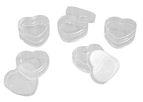 24pcs 4ml 0.14oz Mini Empty Clear Refillable Plastic Heart Shape Pot Jars Cosmetic Sample Containers with Lids Best for Nail Powder Eye Shadows Lip Balm Face Creams Sampling
