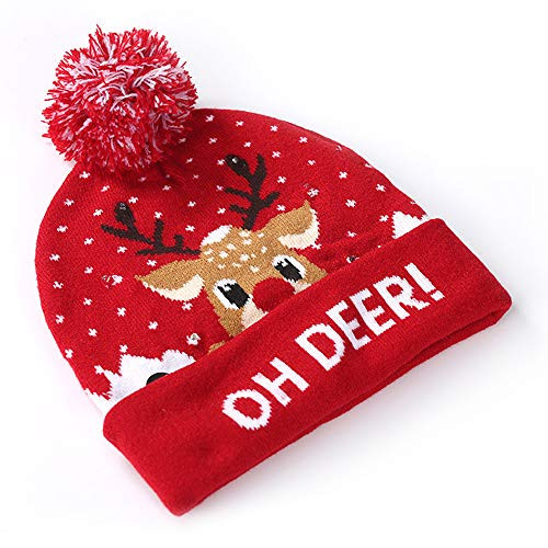 Mchochy Unisex LED Light-up Ugly Christmas Hat Beanies Knitted Xmas Party Cap with 6 Colorful Lights- Winter Snow Hat Sweater Holiday Hat Party Beanie Cap for Boys Girls